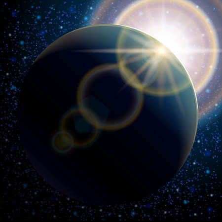 Planet earth, abstract background, set the pattern starry space and the solar flare. Use background galaxy Space. Vector illustration.のイラスト素材