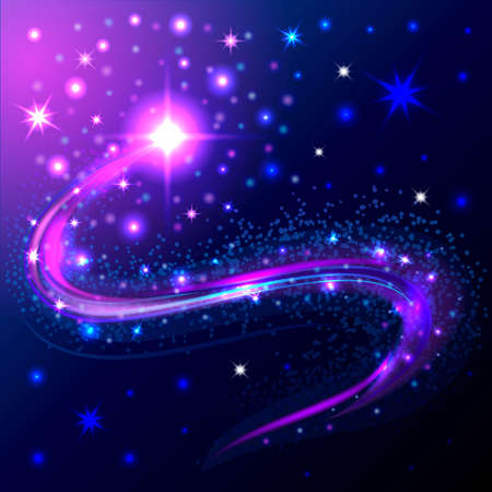 Realistic sun glow, radiance ray effect. Magic glow bright beads. Yellow, orange, warm lighting. Vector illustrationのイラスト素材