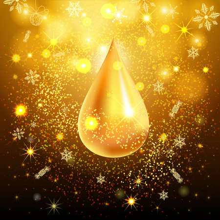 Abstract gold background. Gold drop of sparkling sequins. Design template invitation, holiday, new year. Fashionable modern vector illustration.のイラスト素材