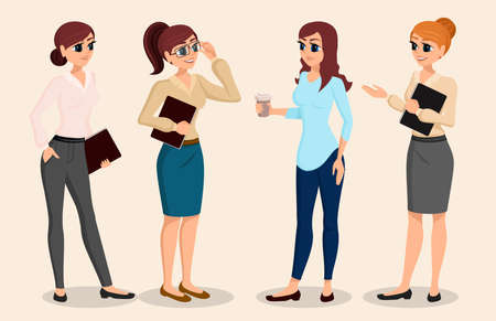 A set of characters business people, meeting, training, teamwork. Office personnel. Vector illustrationのイラスト素材