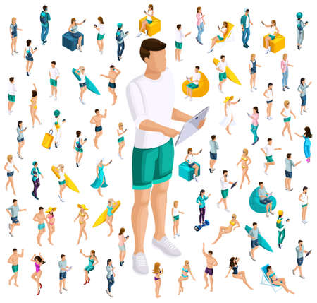 Isometry is a new generation Z, the use of tablets, social networks, a large set of teenagers, the digital generation. Modern technologies set 10.のイラスト素材