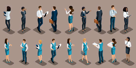 Isometry is a set of business men, business women and bank managers of different races and nationalities. Development of international business, conferences.のイラスト素材