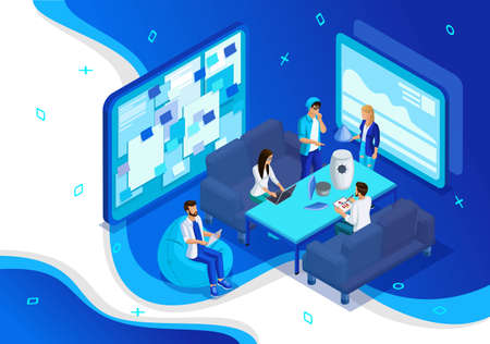 Isometric Landing page concept of Startup your project for website and mobile website. Vector illustration.のイラスト素材