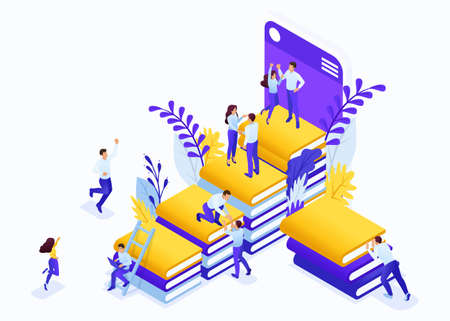 Isometric business concept Your knowledge your success. Great concept for a Landing page.のイラスト素材