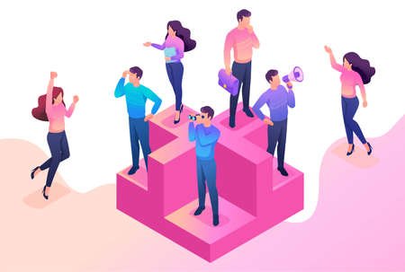 Isometric bright concept we are looking for new people to our team. Concept for web design.のイラスト素材