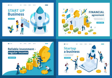 Set design web page templates of investment in start up. Modern illustration concepts for website and mobile website development.のイラスト素材