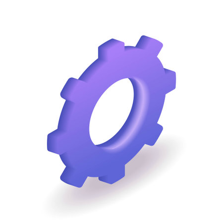 3D Isometric. Cartoon icons. Cogwheel gear, setting symbol, gear, engine element. Repair, optimizing, workflow concept. Vector illustrationのイラスト素材