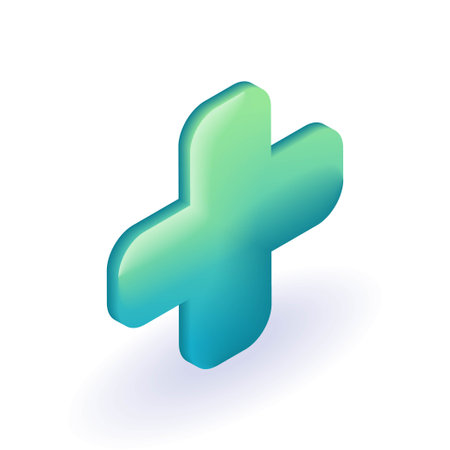 Isometric 3D icon Medical cross with green color. Vector for websiteのイラスト素材