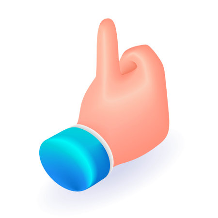Isometric 3D icon hand of a businessman. Hand gesture, class. Cartoon minimal style. Vector for websiteのイラスト素材