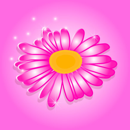 Purple chamomile on a purple background with sparkles. Mother's Day, March 8, World Women's Day. Mother's Day, March 8, World Women's Day.のイラスト素材