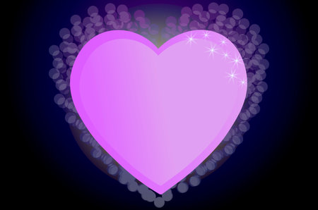 Happy Valentine's Day, Women's, Mother's, greeting card. Purple heart on black background.のイラスト素材