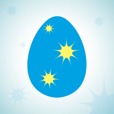 Yellow ornament on a blue Easter egg. Beautiful template for design, holiday card, banner, newsletter, brochures, postcards, poster.のイラスト素材