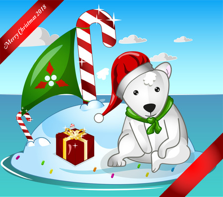 Teddy in snow islandのイラスト素材