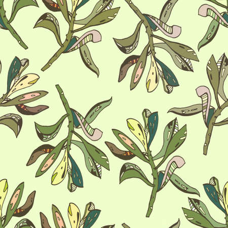 houseplant pattern seamless color green leavesのイラスト素材