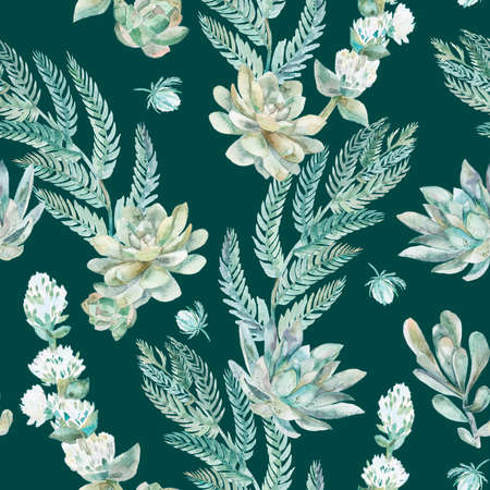 Succulents, ferns, thorns. Fashionable and quality pattern.の写真素材