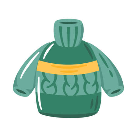 Cute cartoon sweater flat vector illustration. Autumn or winter colorful clothing item with collar isolated on white background.のイラスト素材