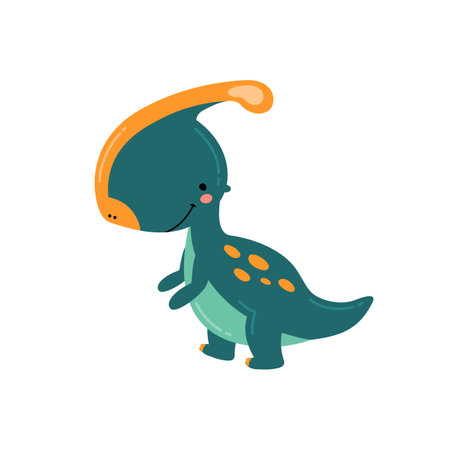 Cute cartoon dinosaur. Funny animal character for kids design. Flat vector illustration.のイラスト素材