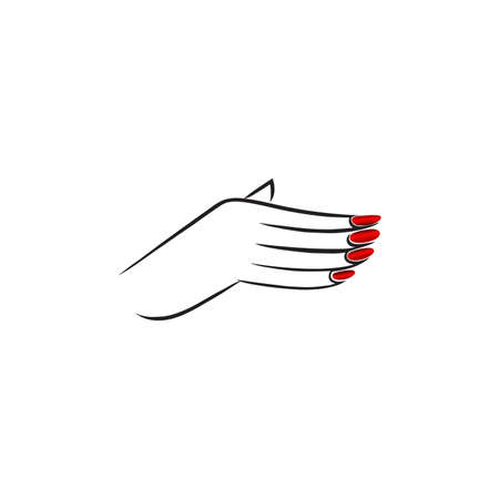 Hand with red nails. Stock vector illustration isolated on white background.のイラスト素材