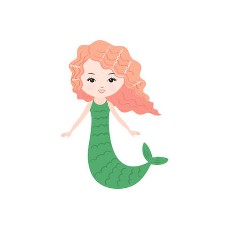 Little cute mermaid isolated on white background.のイラスト素材