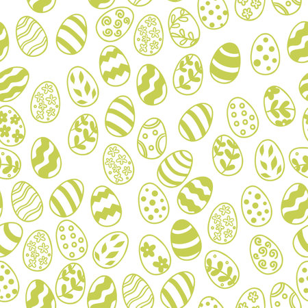 Vector seamless pattern with decorative eggs. Easter holiday background for the site, printing on fabric, gift wrapping and wallpaper.のイラスト素材