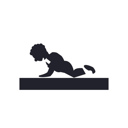 Person practicing a strengthen posture icon vector isolated on white background for your web and mobile app design, Person practicing a strengthen posture logo conceptのイラスト素材