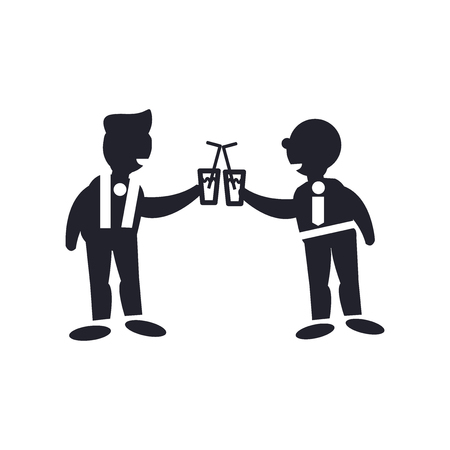 Two men with cocktail glasses icon vector isolated on white background for your web and mobile app design, Two men with cocktail glasses logo conceptのイラスト素材