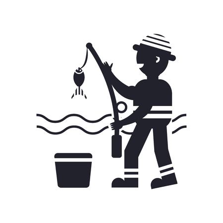 Fisher fishing icon vector isolated on white background for your web and mobile app design, Fisher fishing logo conceptのイラスト素材