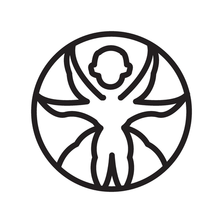 Vitruvian man icon vector isolated on white background, Vitruvian man transparent sign , line symbol or linear element design in outline styleのイラスト素材