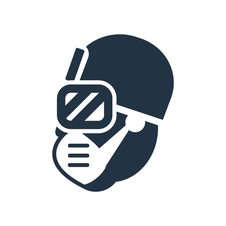 Worker with gas mask icon vector isolated on white background, Worker with gas mask transparent signのイラスト素材
