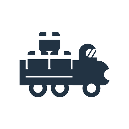 Loaded truck side view icon vector isolated on white background, Loaded truck side view transparent signのイラスト素材