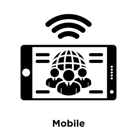 Mobile icon vector isolated on white background, logo concept of Mobile sign on transparent background, filled black symbolのイラスト素材