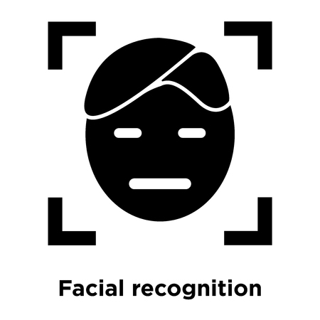Facial recognition icon vector isolated on white background, logo concept of Facial recognition sign on transparent background, filled black symbolのイラスト素材