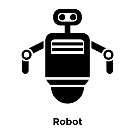 Robot icon vector isolated on white background, logo concept of Robot sign on transparent background, filled black symbolのイラスト素材