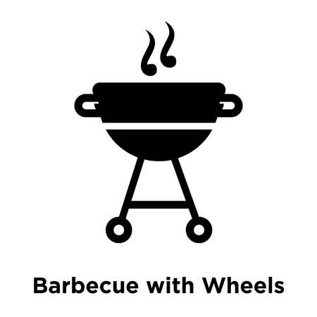 Barbecue with Wheels icon vector isolated on white background, logo concept of Barbecue with Wheels sign on transparent background, filled black symbolのイラスト素材