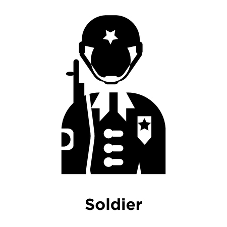 Soldier icon vector isolated on white background, logo concept of Soldier sign on transparent background, filled black symbolのイラスト素材