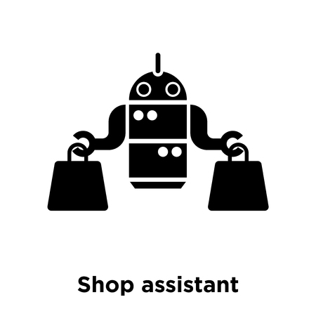 Shop assistant icon vector isolated on white background, logo concept of Shop assistant sign on transparent background, filled black symbolのイラスト素材