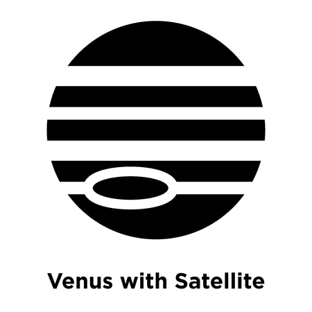 Venus with Satellite icon vector isolated on white background, logo concept of Venus with Satellite sign on transparent background, filled black symbolのイラスト素材