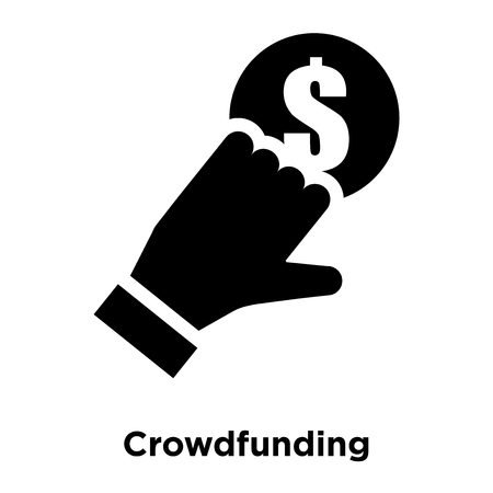Crowdfunding icon vector isolated on white background, logo concept of Crowdfunding sign on transparent background, filled black symbolのイラスト素材