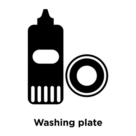 Washing plate icon vector isolated on white background, logo concept of Washing plate sign on transparent background, filled black symbolのイラスト素材