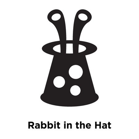 Rabbit in the Hat icon vector isolated on white background, logo concept of Rabbit in the Hat sign on transparent background, filled black symbolのイラスト素材
