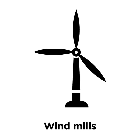 Wind mills icon vector isolated on white background, logo concept of Wind mills sign on transparent background, filled black symbolのイラスト素材