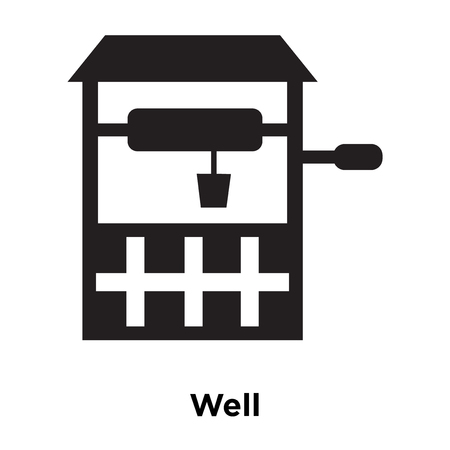 Well icon vector isolated on white background, logo concept of Well sign on transparent background, filled black symbolのイラスト素材