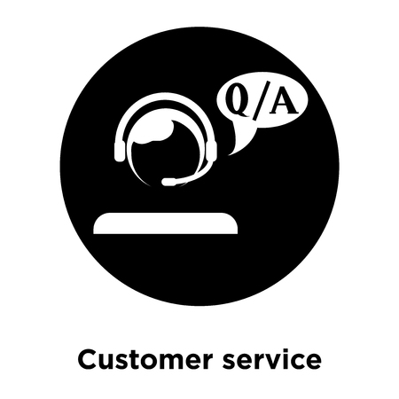 Customer service icon vector isolated on white background, logo concept of Customer service sign on transparent background, filled black symbolのイラスト素材