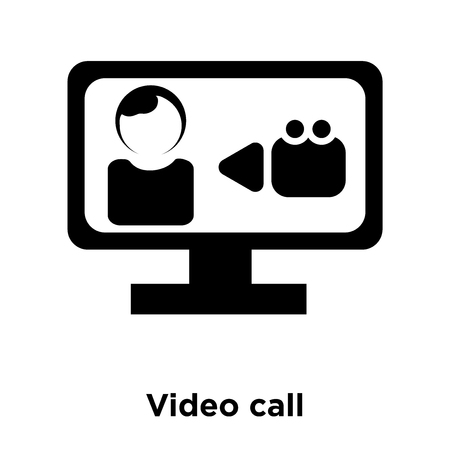 Video call icon vector isolated on white background, logo concept of Video call sign on transparent background, filled black symbolのイラスト素材