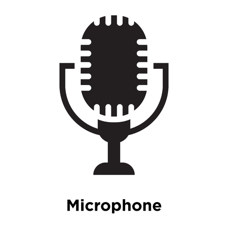 Microphone icon vector isolated on white background, logo concept of Microphone sign on transparent background, filled black symbolのイラスト素材