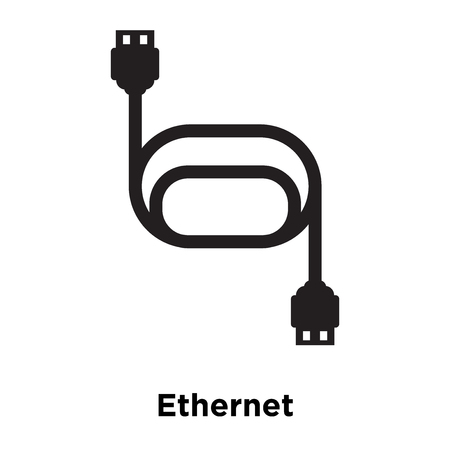 Ethernet icon vector isolated on white background, logo concept of Ethernet sign on transparent background, filled black symbolのイラスト素材