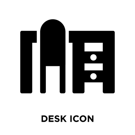 Desk icon vector isolated on white background, logo concept of Desk sign on transparent background, filled black symbolのイラスト素材