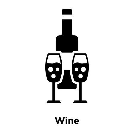 Wine icon vector isolated on white background, logo concept of Wine sign on transparent background, filled black symbolのイラスト素材