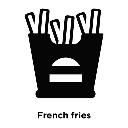 French fries icon vector isolated on white background, logo concept of French fries sign on transparent background, filled black symbolのイラスト素材