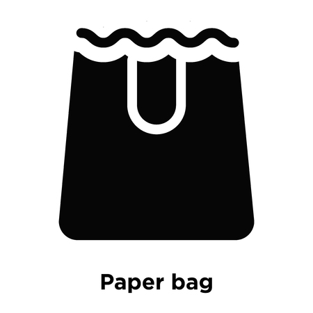 Paper bag icon vector isolated on white background, logo concept of Paper bag sign on transparent background, filled black symbolのイラスト素材
